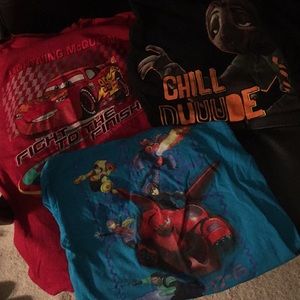 Disney t-shirt bundle- Cars, Big Hero 6, Zootopia